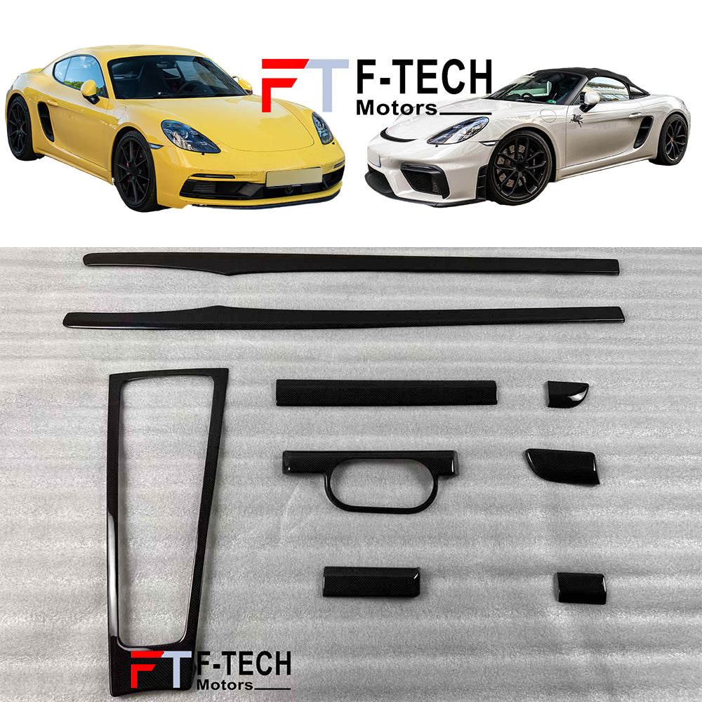 Dry Carbon Fiber Interior Trim Kit Covers for Porsche 718 Cayman Boxster 982 2016 - 2025