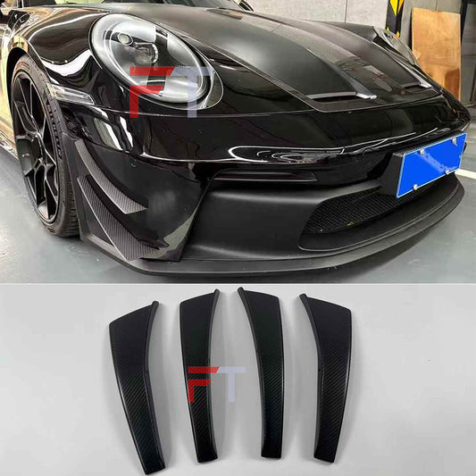 Carbon fiber vertical fins of front bumper for Porsche 911 992 GT3 2021 - 2024
