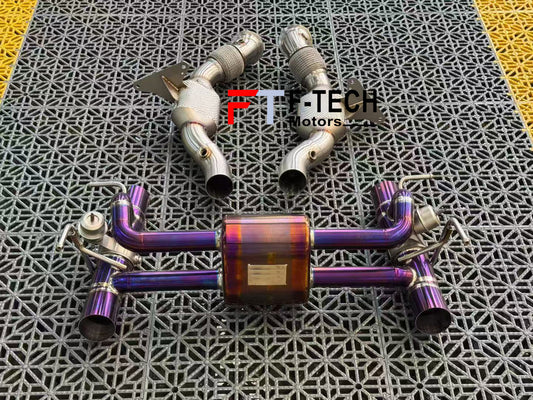 F Tech Motors Titanium Exhaust System Catback Downpipes for Ferrari 488 2015 - 2019