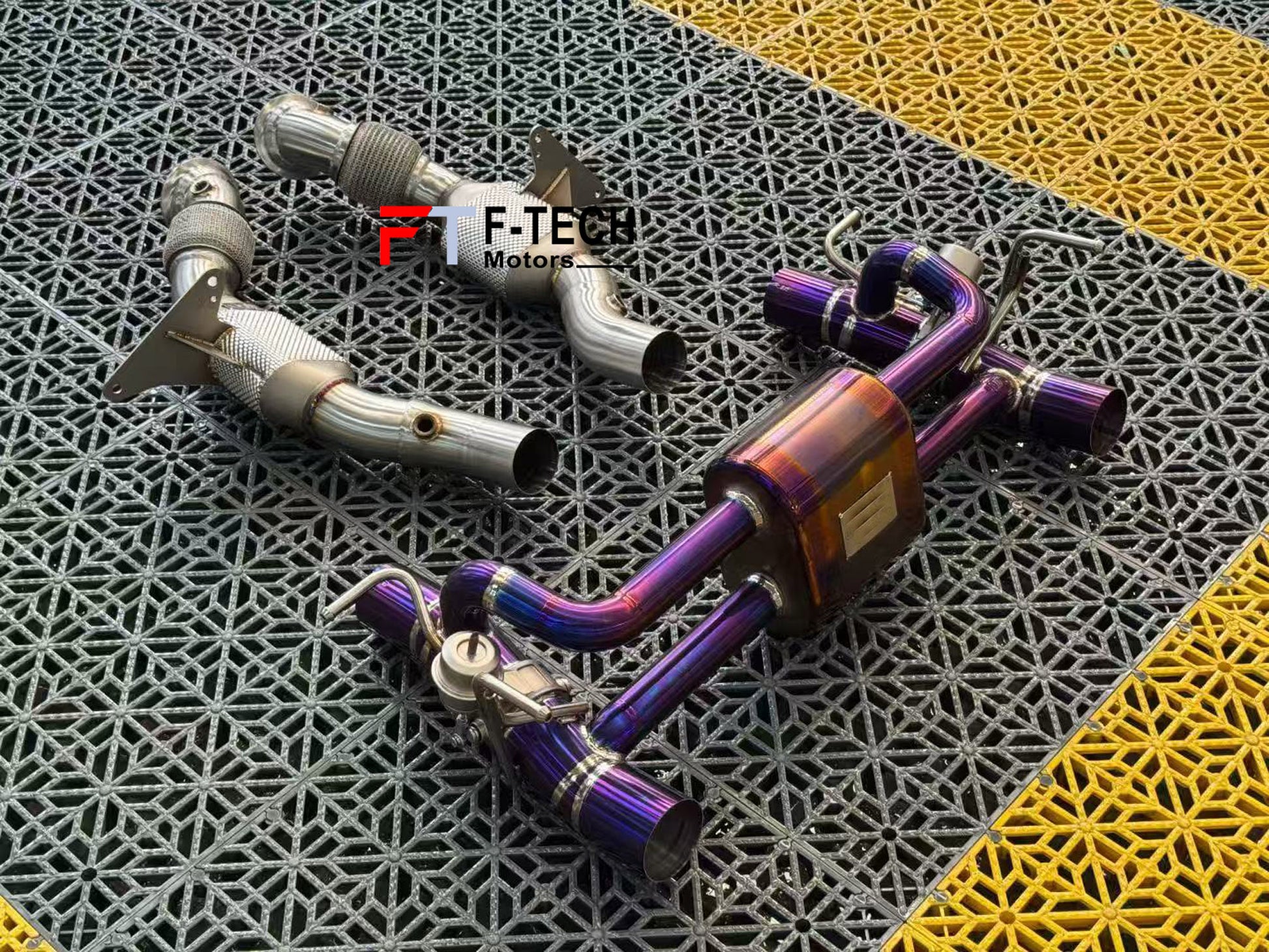 F Tech Motors Titanium Exhaust System Catback Downpipes for Ferrari 488 2015 - 2019