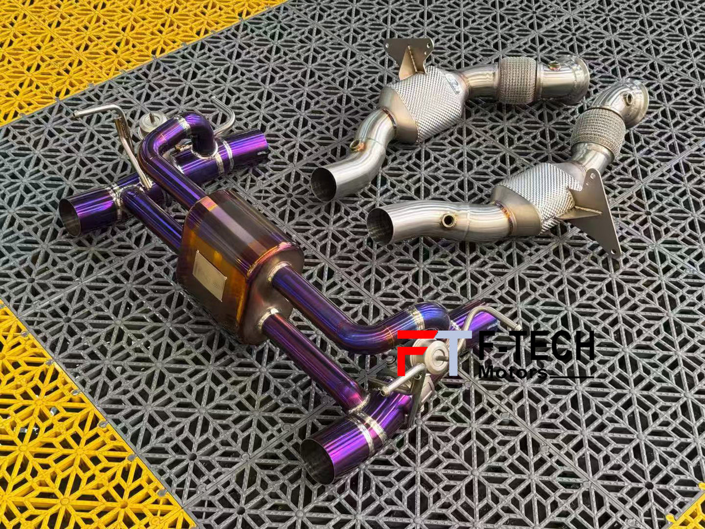 F Tech Motors Titanium Exhaust System Catback Downpipes for Ferrari 488 2015 - 2019