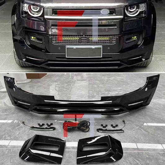 Gloss black front lip illuminated for Land Rover Defender L663 90 110 130 2020+