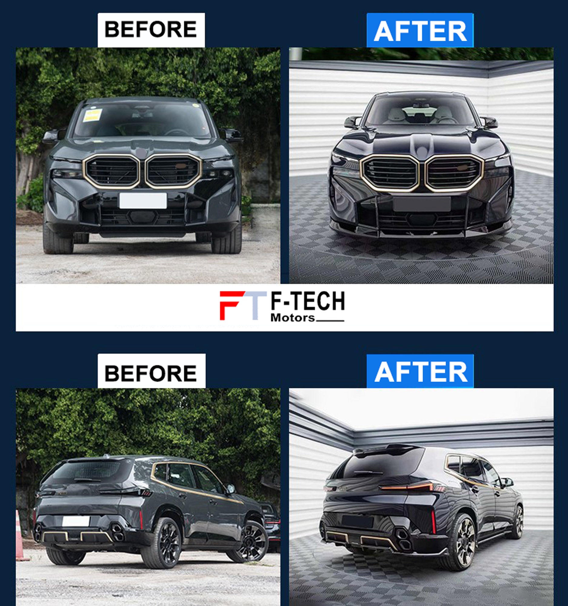 Gloss Black Soft Kit for BMW XM G09 2023+ Front Lip Side Skirts Rear Diffuser Rear Roof Spoiler Maxton