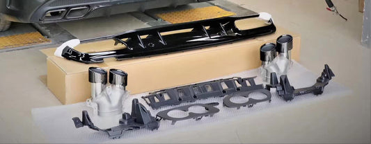 C43 AMG Look Rear Diffuser Exhaust Tips For Mercedes Benz C Class W205 2015 - 2021