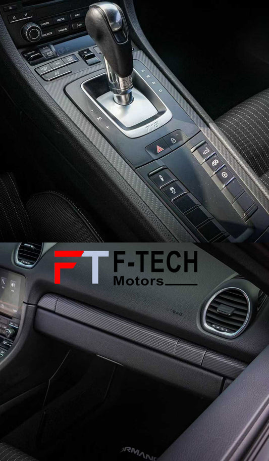 Matte Carbon Interior Trim Kit For Porsche 718 Cayman Boxster 982 2016 - 2025