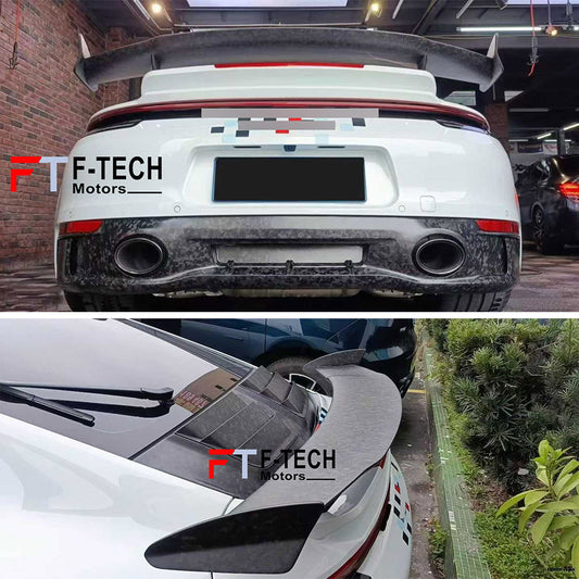 Matte Forged Carbon Body Kit For Porche 991 992.1 Carrera 4S 2019 - 2024 Rear Engine Cover Spoiler Diffuser Top Car Design