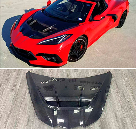 Carbon fiber hood bonnet ZR1 style for Chevrolet Corvette C8 2020-2024
