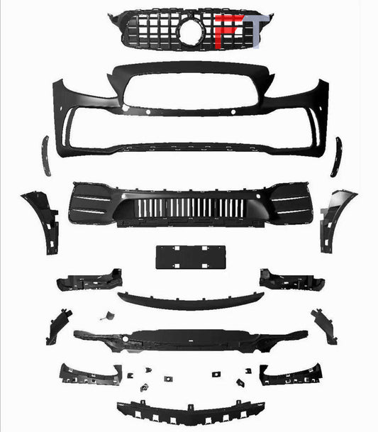 Black Mamba style front bumper grille for Mercedes Benz C Class W205 C205 2018 - 2023