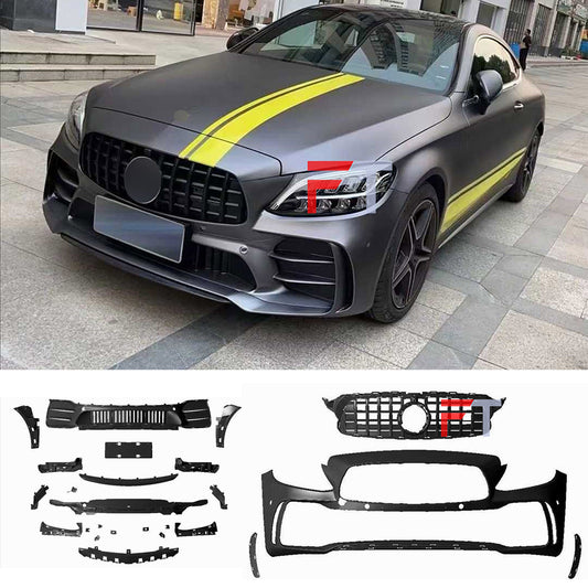 Black Mamba style front bumper grille for Mercedes Benz C Class W205 C205 2018 - 2023