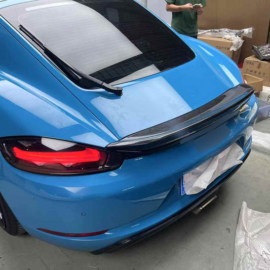 Carbon fiber rear wing spoiler deck lid for Porsche 718 Cayman 982 2016-2025