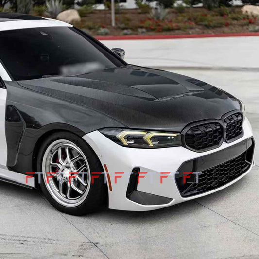 Dry carbon fiber body kit hood bonnet front fenders for BMW 3 series G20 LCI 2022 - 2024
