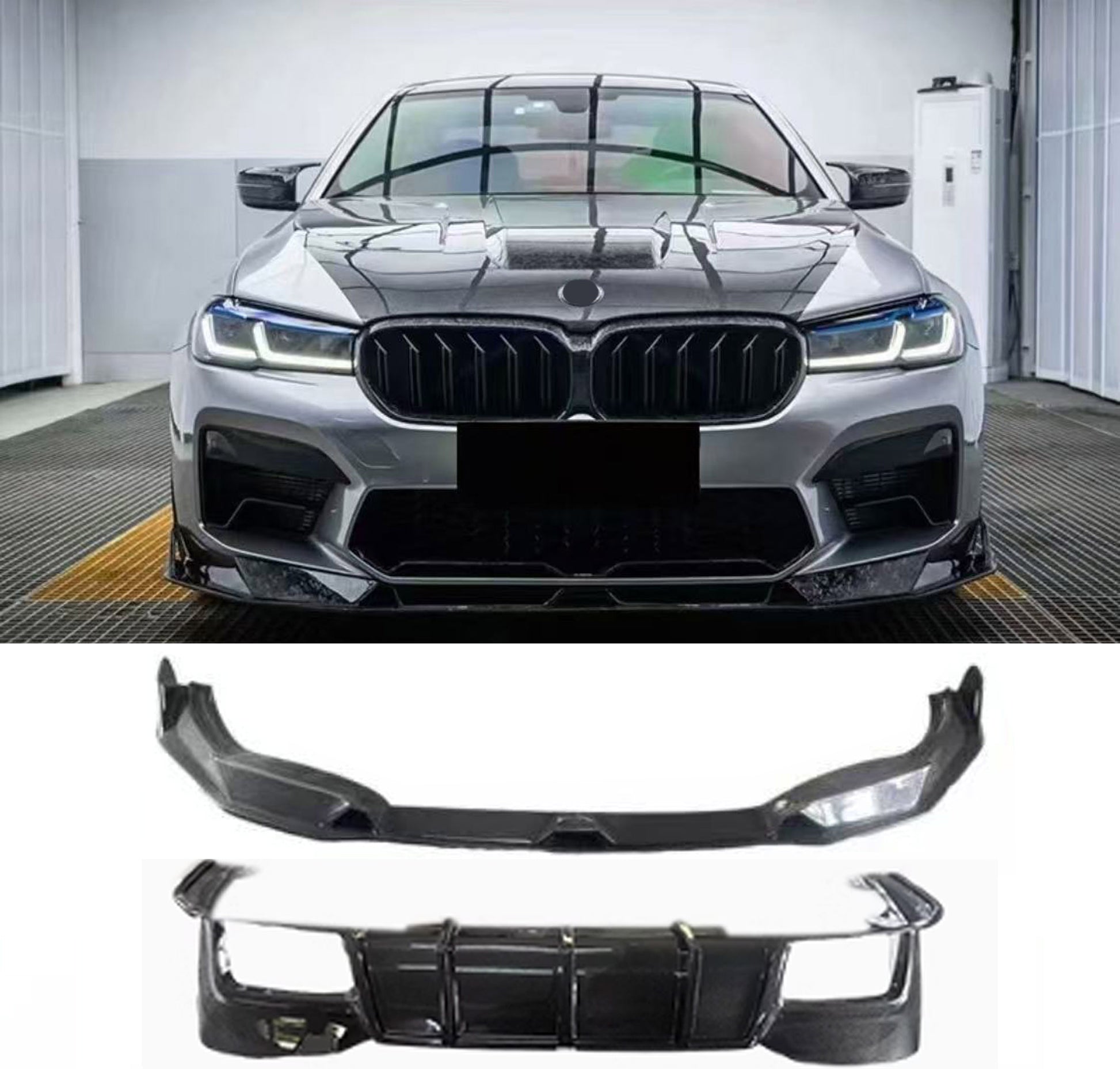 Forged carbon fiber body kit front lip rear diffuser for BMW M5 F90 Competition LCI 2021 - 2024