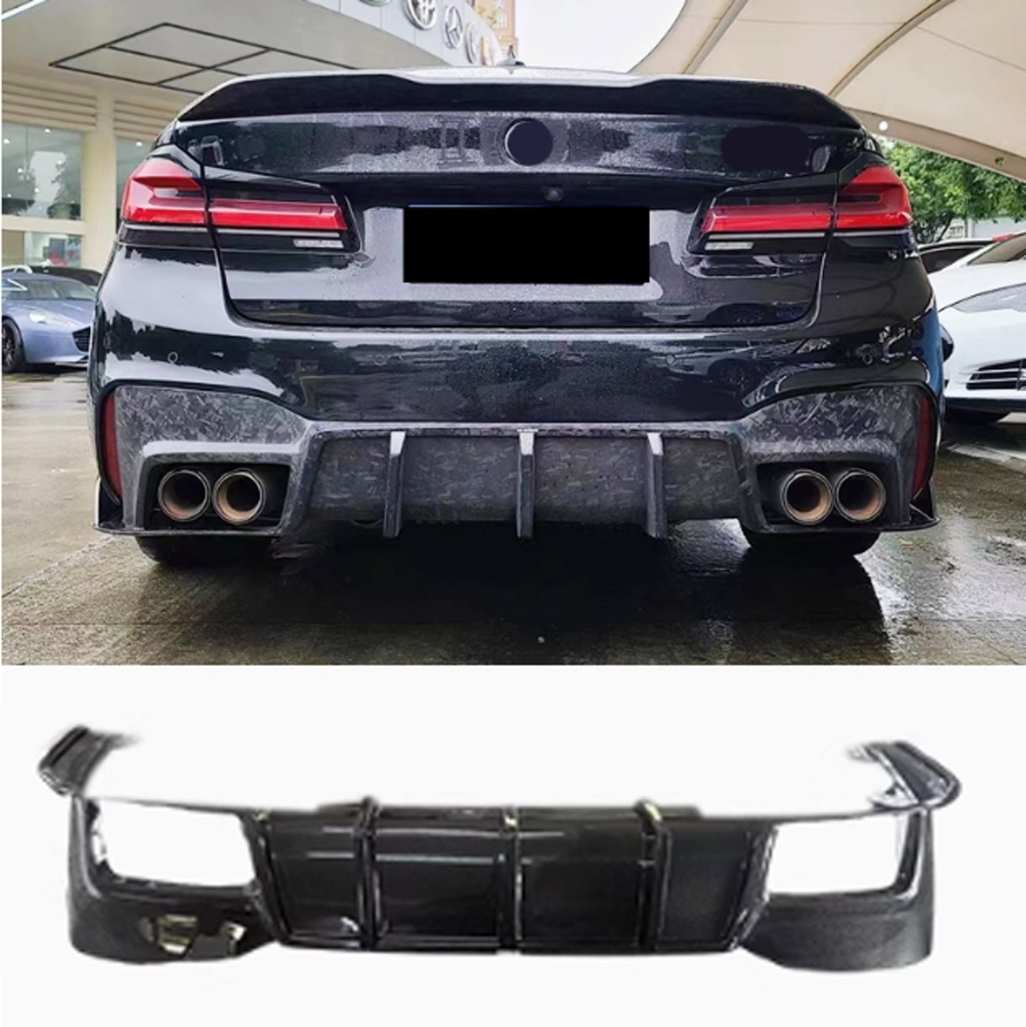 Forged carbon fiber body kit front lip rear diffuser for BMW M5 F90 Competition LCI 2021 - 2024