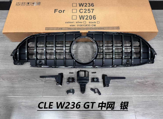 Silver front grille GT style for Mercedes Benz CLE C236 W236 2024+