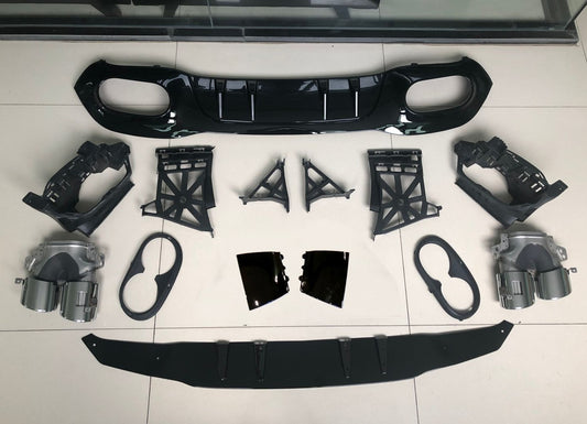 Rear diffuser with exhaust tips for Mercedes Benz A Class W177 A45 Hatchback 2019 - 2024
