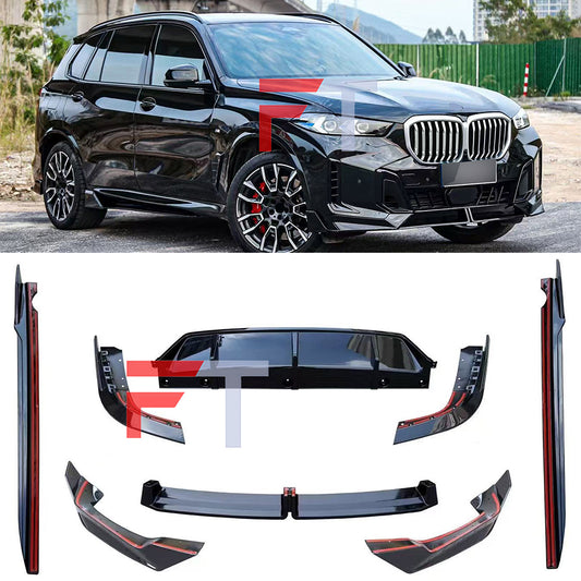 Gloss black aero body kit for BMW X5 G05 LCI 2023+ MP Front Lip Side Skirts Rear Diffuser