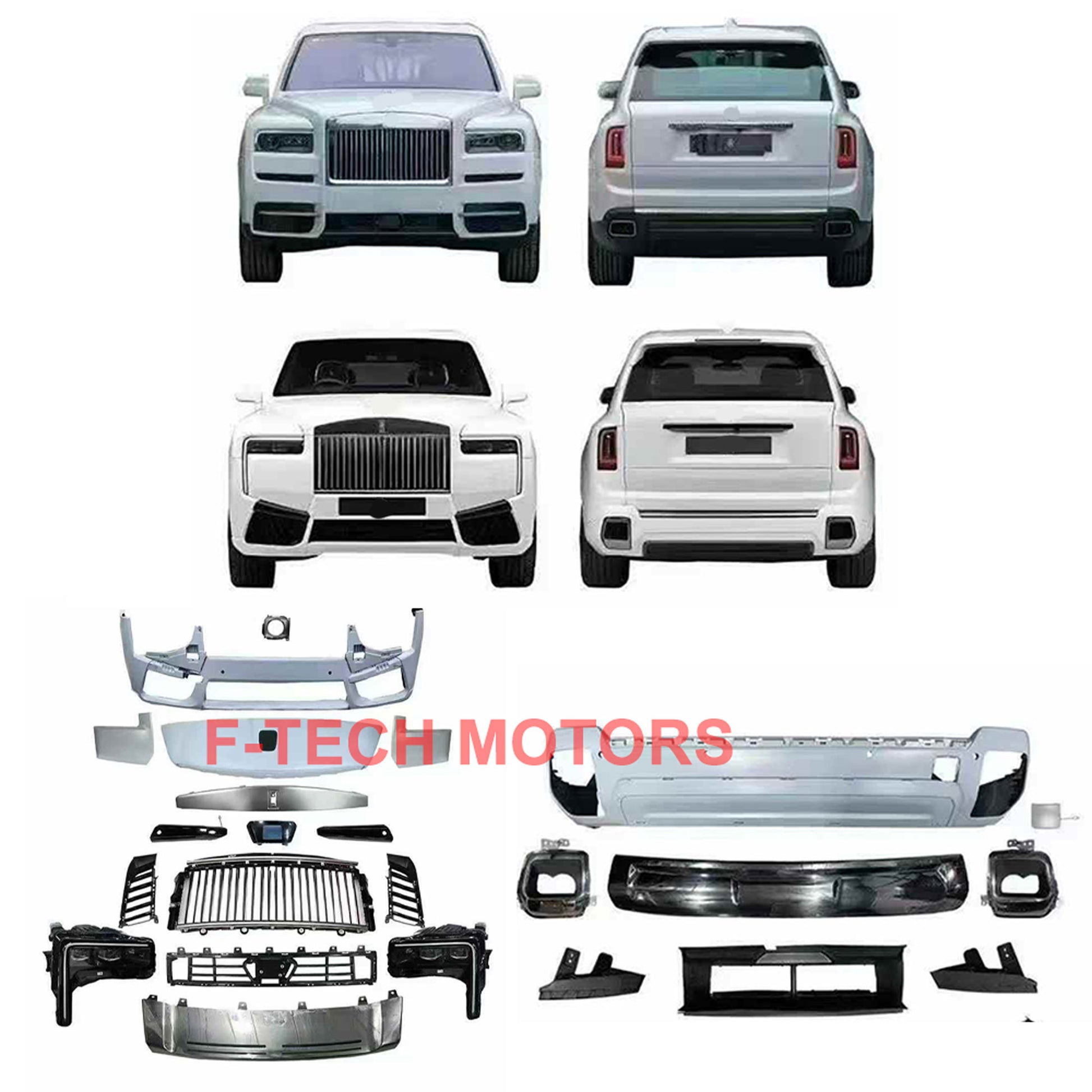 2025 Style new Rolls Royce Cullinan facelift upgrade body kit for Rolls Royce Cullinan 2018-2023 Front Rear Bumpers Headlights Front Grille