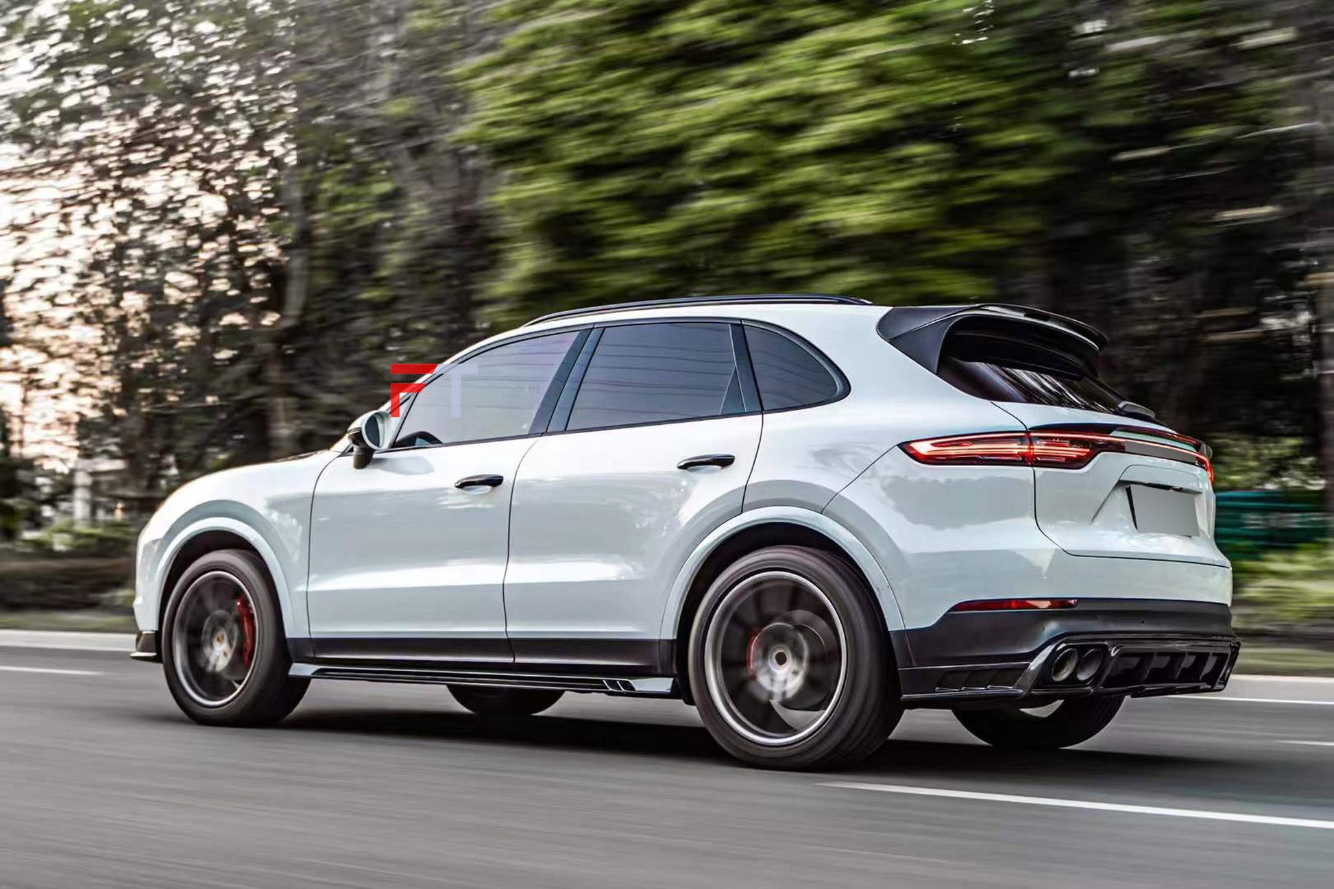 Carbon fiber body kit for Porsche Cayenne 2017 - 2023 Front Lip Hood Side Skirts Rear Diffuser Spoiler