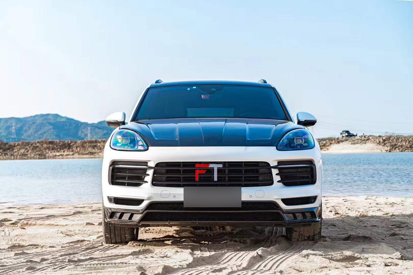 Carbon fiber body kit for Porsche Cayenne 2017 - 2023 Front Lip Hood Side Skirts Rear Diffuser Spoiler