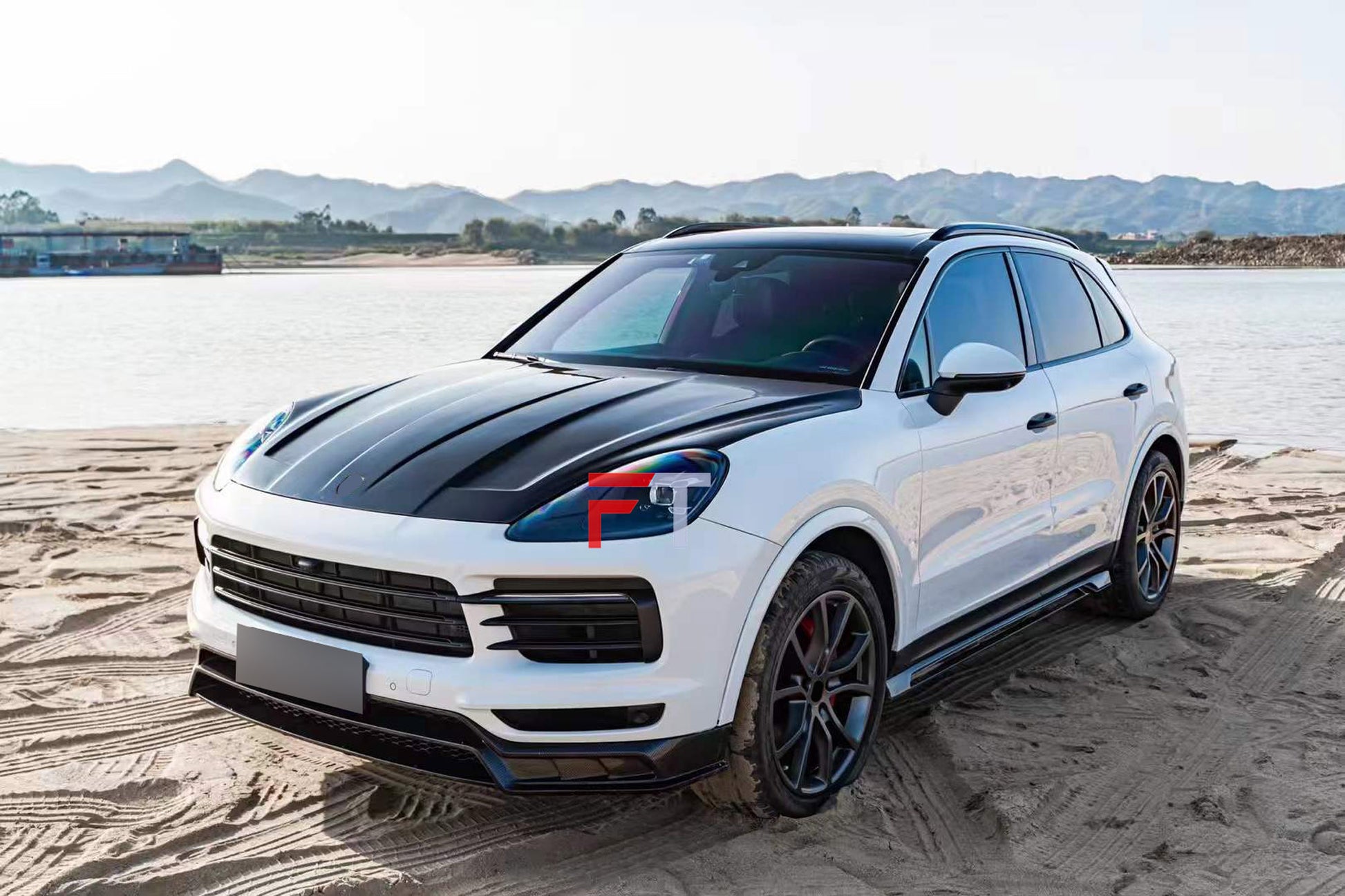 Carbon fiber body kit for Porsche Cayenne 2017 - 2023 Front Lip Hood Side Skirts Rear Diffuser Spoiler
