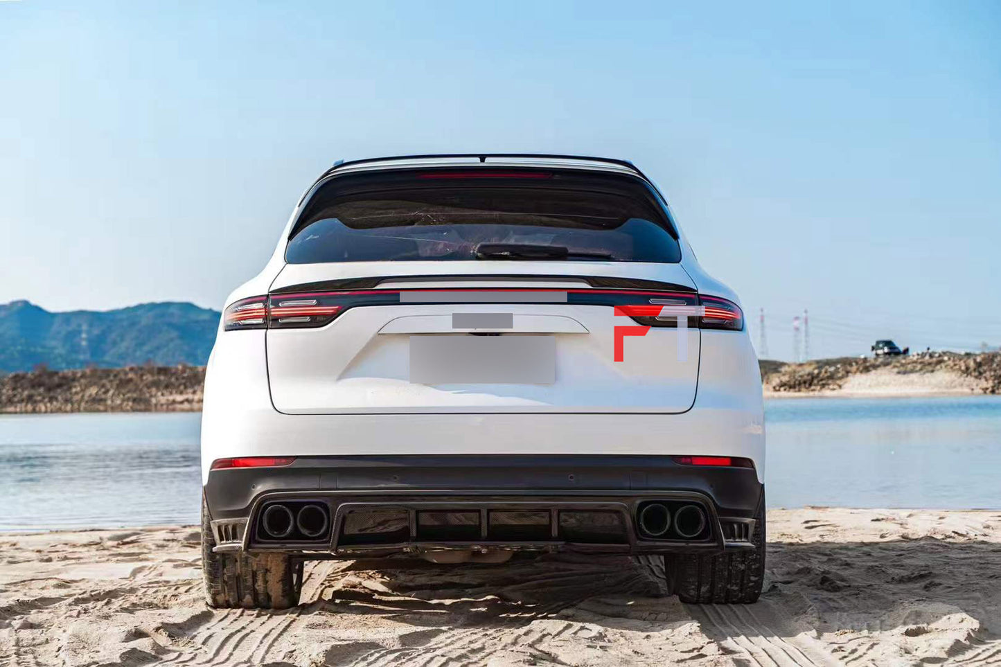 Carbon fiber body kit for Porsche Cayenne 2017 - 2023 Front Lip Hood Side Skirts Rear Diffuser Spoiler