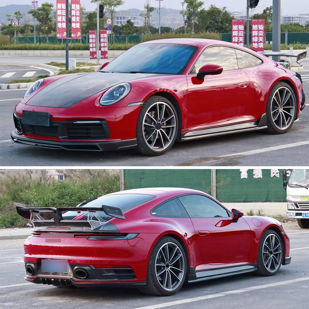 Carbon Fiber Body Kit fits Porsche 911 992 Carrera 4 S 2019 Present Front Lip | Hood | Side Skirts | Spoiler | Rear Diffuser Splitter techart style edition