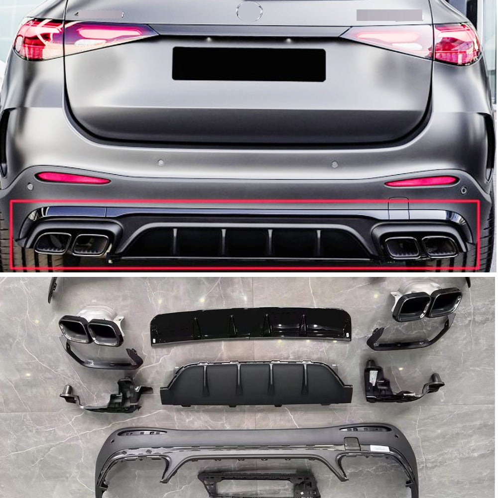 Rear diffuser with exhaust tips GLC63 AMG style fit new Mercedes Benz ...