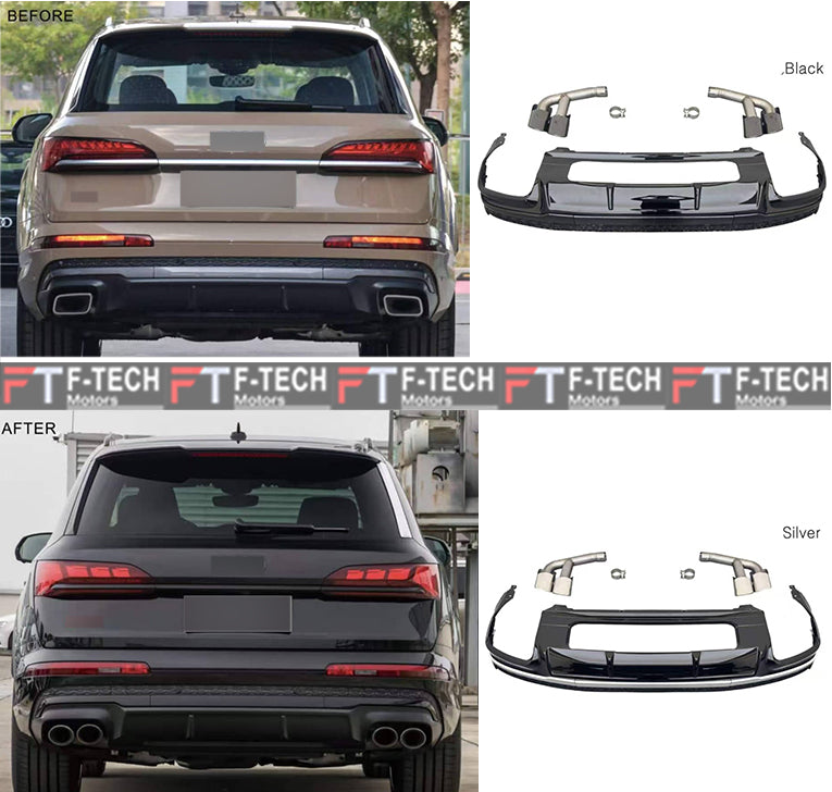 Audi SQ7 Rear Diffuser With Exhaust Tips For Audi Q7 2024+
