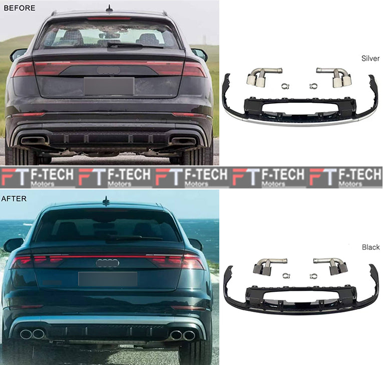 Audi SQ8 Rear Diffuser With Exhaust Tips For Audi Q8 2024+