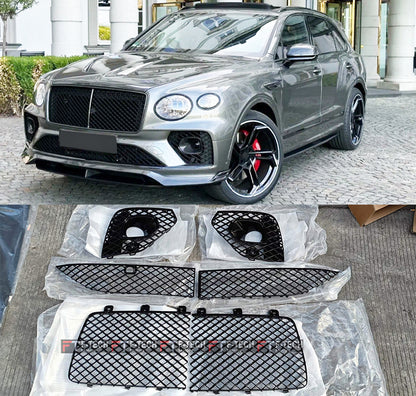 Black Front Grille Bumper Mesh For Bentley Bentayga Facelift 2020+
