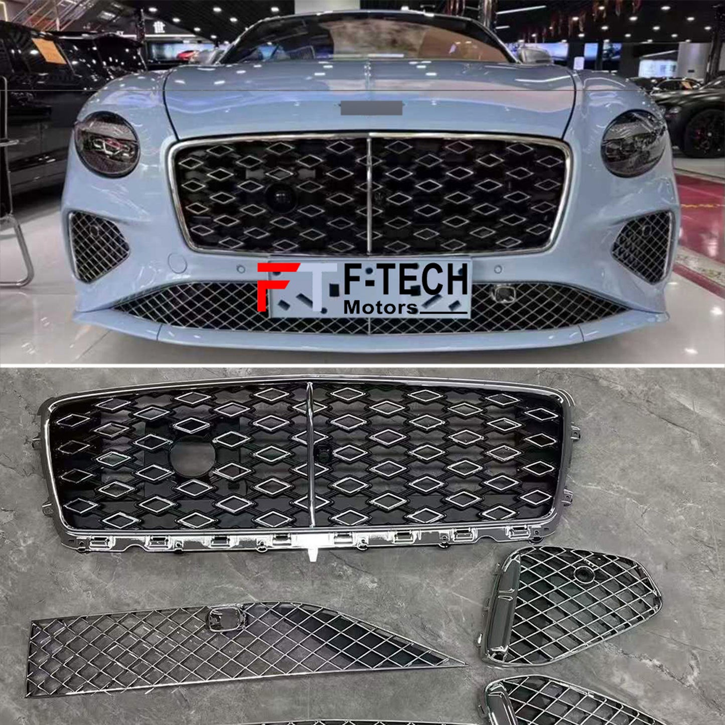 Silver Front Grille Bumper Mesh For Bentley Continental GT 2025+
