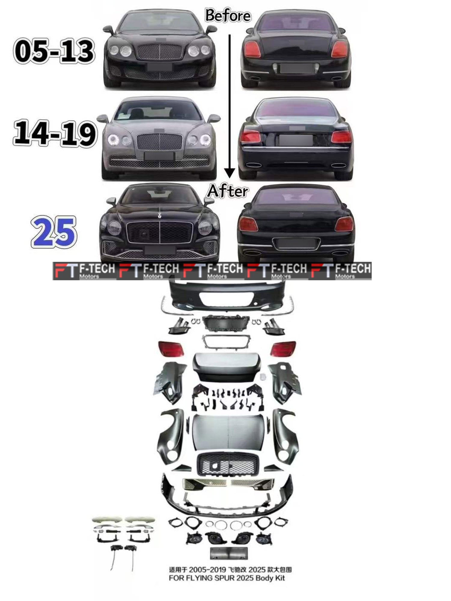 Bentley Flying Spur 2005 - 2019 Upgrade To 2020 - 2024 Body Kit
