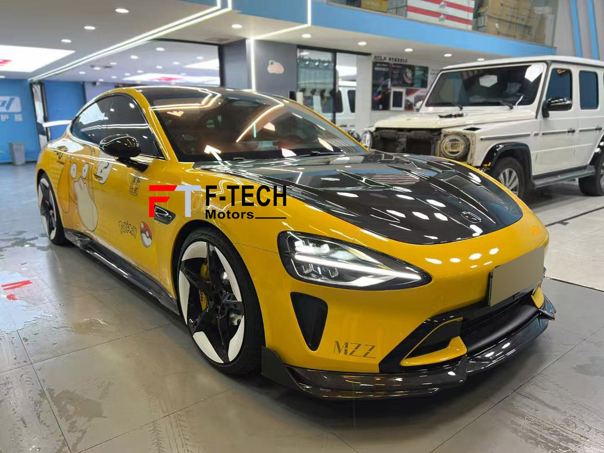 Dry Carbon Fiber Body Kit for Xiaomi SU7 2023+ Front Lip Hood Side Skirts Rear Diffuser Spoiler