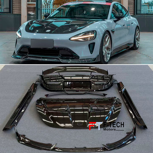 Dry Carbon Fiber Body Kit for Xiaomi SU7 2023+ Front Lip Hood Side Skirts Rear Diffuser Spoiler