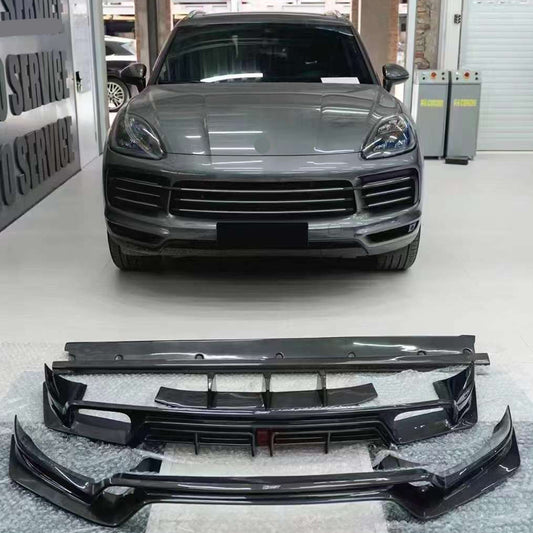 Carbon Fiber Body Kit For Porsche Cayenne 9Y0 2018 - 2023 Front Lip | Side Skirts | Rear Diffuser | Decklid Spoiler