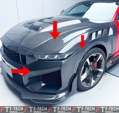 Dry Carbon Fiber SC Front Bumper GTD Fenders SC Hood For Ford Mustang S650 2023+  