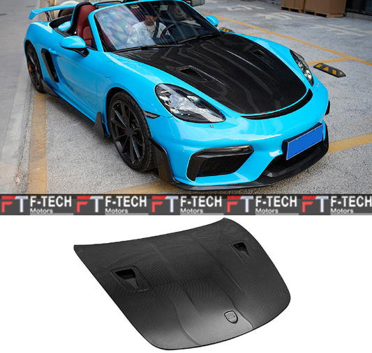 Dry Carbon GT4 RS Style Hood Bonnet For Porsche 718 Cayman Boxster 982 2017 - 2025