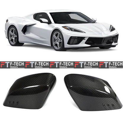 Dry Carbon Fiber Mirror Covers For Chevrolet Corvette C8 2020 - 2026