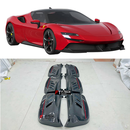Dry Carbon Interior Door Panel Trims For Ferrari SF90 Stradale 2019 - 2024
