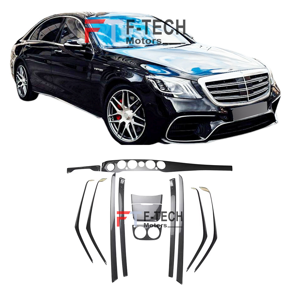 Dry Carbon Fiber Interior Trim Kit Covers for Mercedes Benz S Class W222 2013 - 2020 S63 AMG