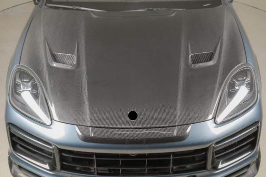 Dry carbon hood bonnet kit fit Porsche Cayenne 9Y0 2018 - 2023 Mansory