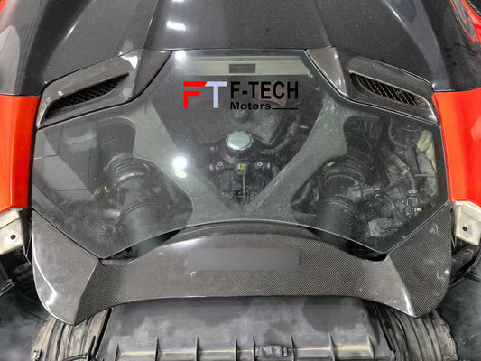 Carbon Fiber Rear Engine Cover Transparent For Ferrari 488 Spider 2015 - 2019