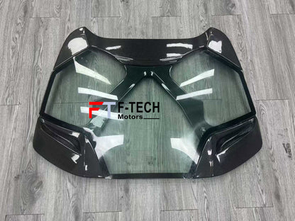 Carbon Fiber Rear Engine Cover Transparent For Ferrari 488 Spider 2015 - 2019