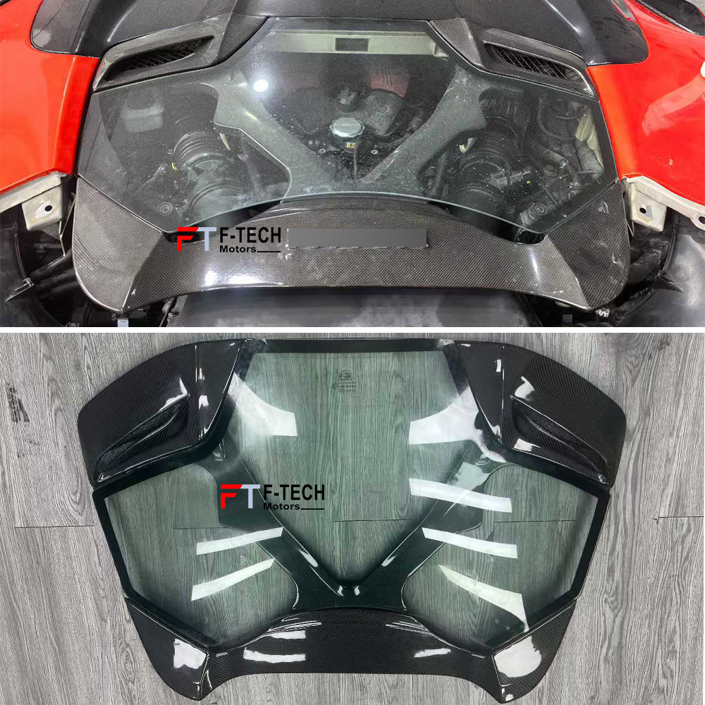 Carbon Fiber Rear Engine Cover Transparent For Ferrari 488 Spider 2015 - 2019