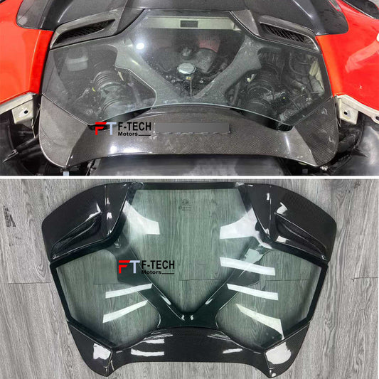 Carbon Fiber Rear Engine Cover Transparent For Ferrari 488 Spider 2015 - 2019