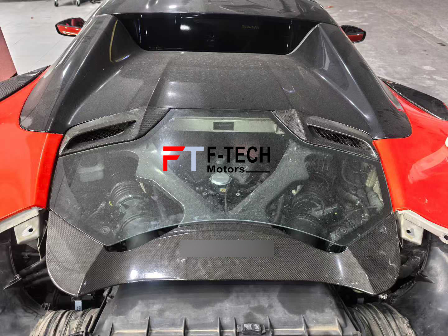 Carbon Fiber Rear Engine Cover Transparent For Ferrari 488 Spider 2015 - 2019