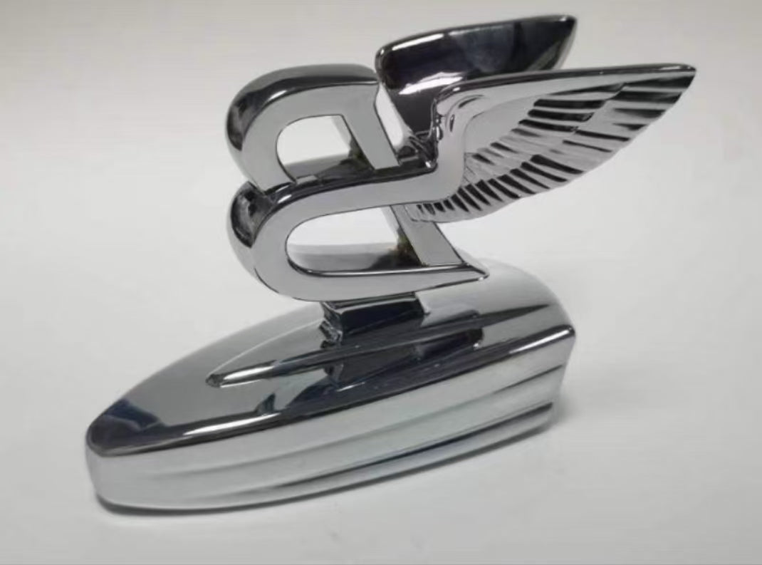 Silver polished Flying B hood bonnet mascot ornament emblem for Bentley Flying Spur 2019 - 2023