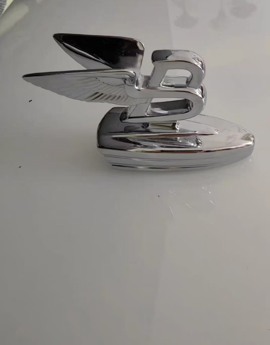 Silver polished Flying B hood bonnet mascot ornament emblem for Bentley Flying Spur 2019 - 2023