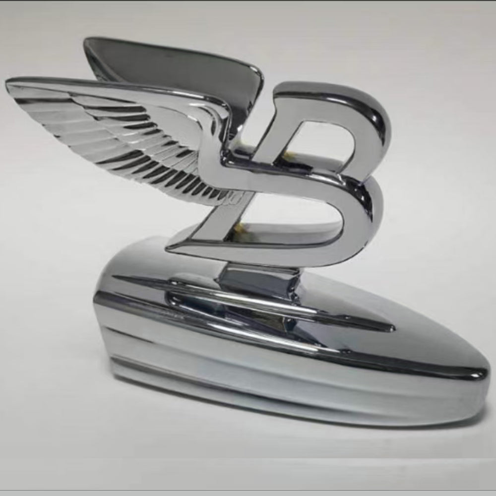 Silver polished Flying B hood bonnet mascot ornament emblem for Bentley Flying Spur 2019 - 2023