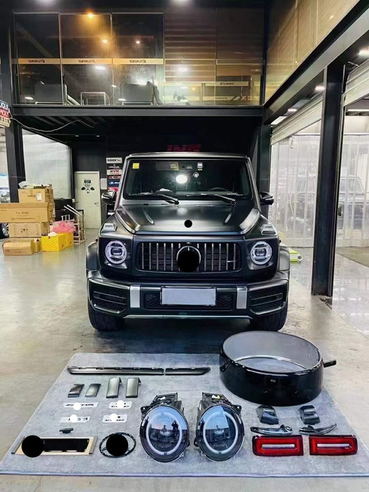 Night Package Kit for Mercedes Benz G-class W463A W464 G63 AMG 2019 Present Headlights Signs Emblems Tail Lights Turn Lights Mirror Lights Bumper Trims Spare Cover Trim